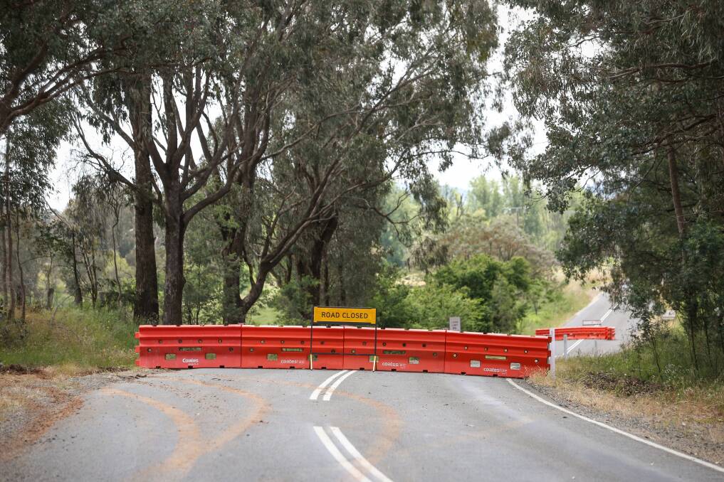 Indigo Valley Road was closed on Tuesday. Picture by James Wiltshire