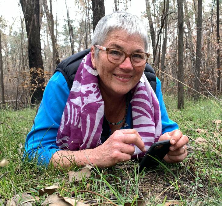 HIGHLY COMMENDED: Wooragee Landcare Group's Sue Brunskill in the Chiltern-Mount Pilot National Park, taking a photograph for the group newsletter. Picture: SUPPLIED