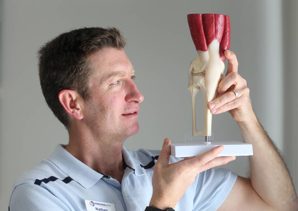 JOINT EFFORT: Nathan Mobbs, the owner of Personal Best Physiotherapy, says a knee replacement does not necessarily follow a diagnosis of osteoarthritis, with nonsurgical treatment options available. Picture: KYLIE ESLER