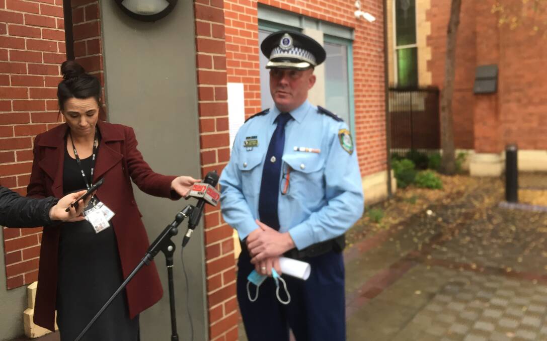 POLICE FOCUS: Murray River Police District Commander Paul Smith talks to the media in Albury on Wednesday morning.