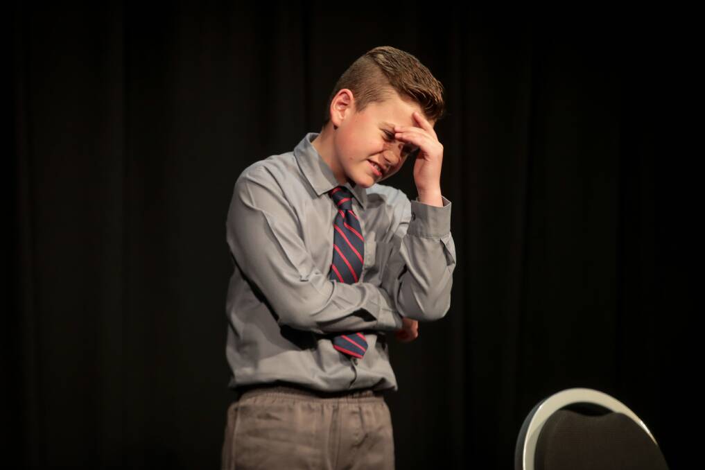 OH NO: Ryan Klemke performs in the under-10 light or humorous recital.during the speech and drama sections of last year's Albury Wodonga Eisteddfod. This year's competition has been cancelled.