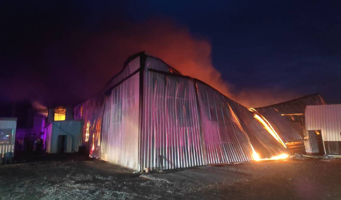 DESTROYED: Firefighters found the shed was fully involved when they arrived on the scene. Picture: TRENT BUCKLEY