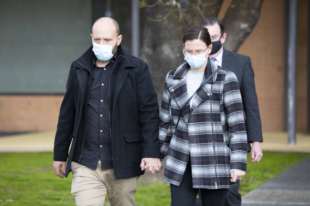 Christopher Browne leaves Wodonga court in August 2022 after being sentenced. 