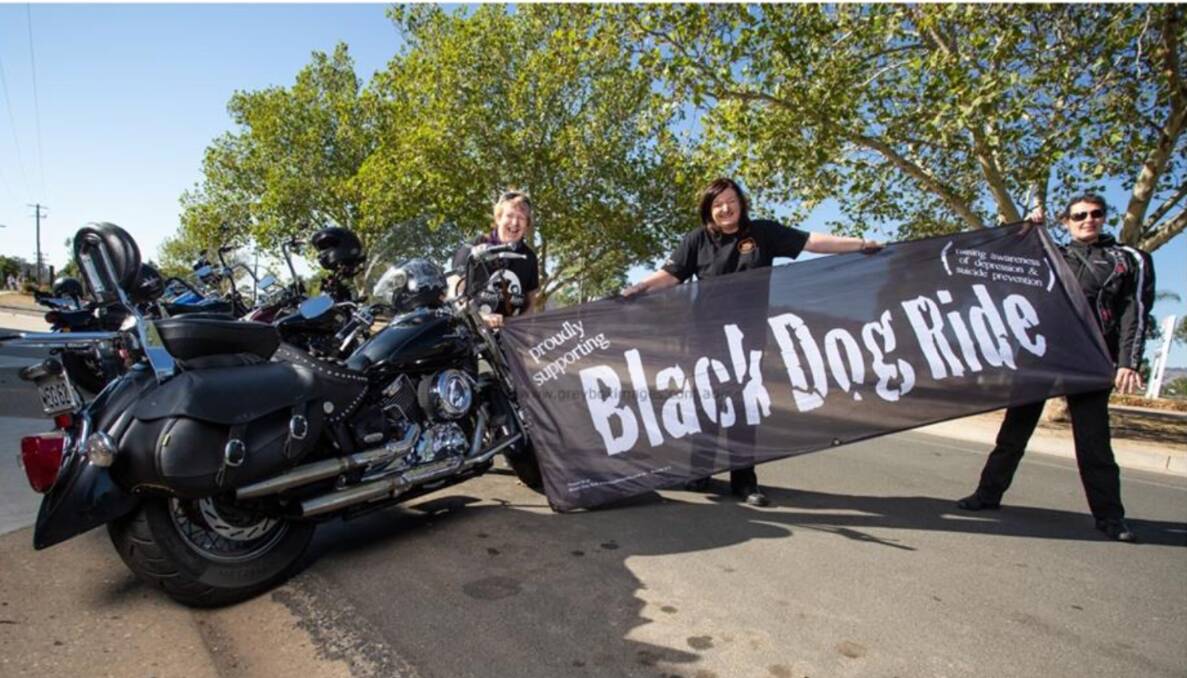 READY TO ROLL OUT: Bikers Megan Hitchens, Kellie Yates and Michelle Waller display the banner ahead of the 2019 Albury-Wodonga event on March 17, with participants due to leave Wodonga at 10am. Picture: GREYBOX IMAGES