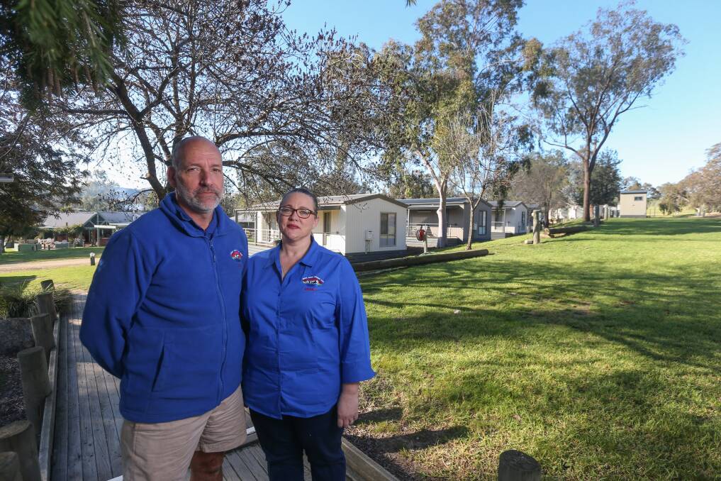 DEJA VU: Great Aussie Holiday Park managers Rob and Belinda van Dyck saw Victorian schools call off camps earlier this year, rebook for term four and now potentially be forced to cancel once again. Picture: TARA TREWHELLA 