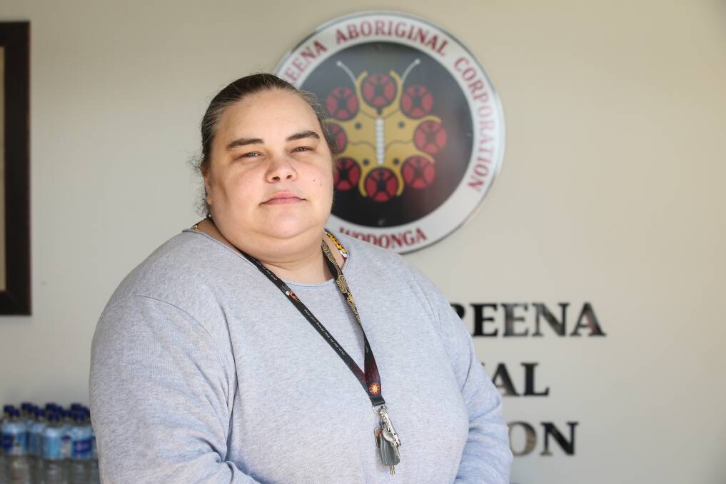 ONGOING CAMPAIGN: Belinda Stevens, pictured here at Mungabareena Aboriginal Corporation three months before her mother's death in 2017, calls on the Victorian government and police to follow the coroner's recommendations.