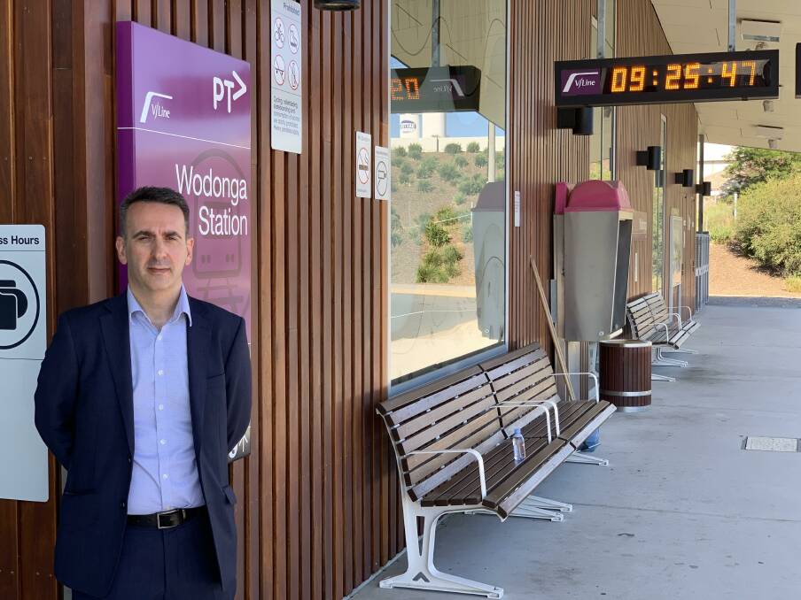 LET US KNOW: RACV senior manager transport Peter Kartsidimas visits Wodonga station on Wednesday to encourage people to take part in the On Track survey. 