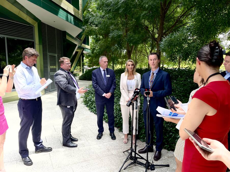 Representatives of Safer Care Victoria and Albury Wodonga Health fronted the media in January to announce the colonscopy recall process. Picture by Ash Smith