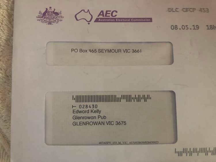 NO LONGER AT THIS ADDRESS: The Australian Electoral Commission letter, clearly postmarked, has caught the interest of many.