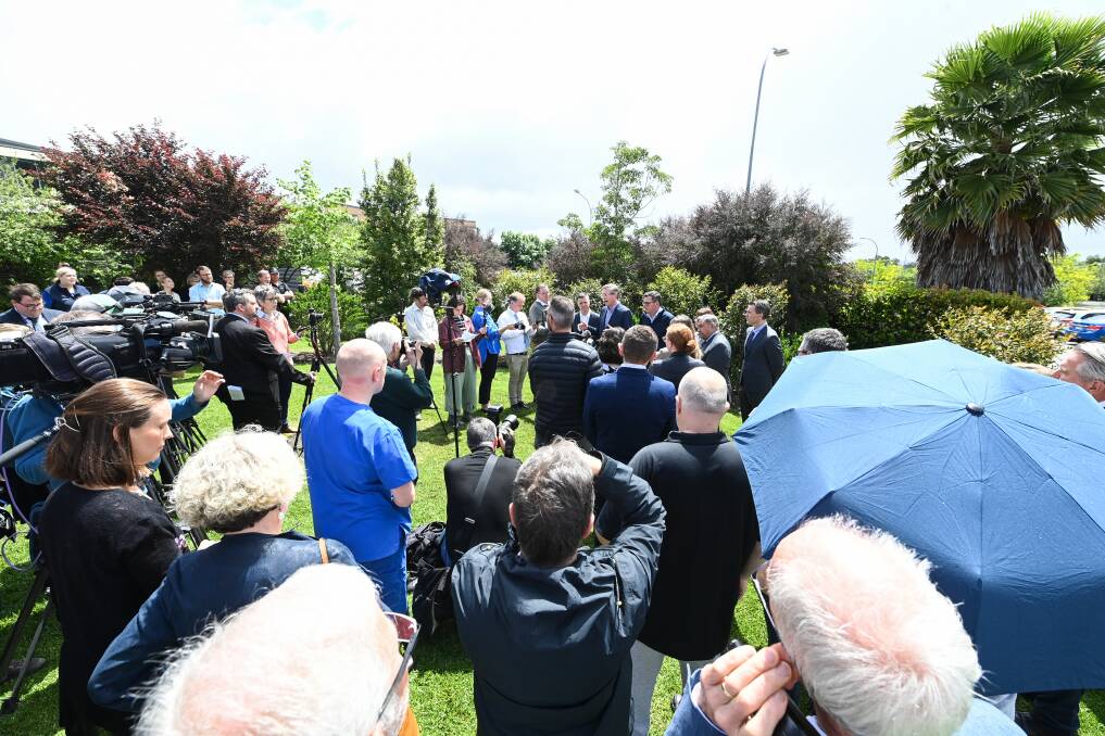 Media interest was high when the NSW and Victorian premiers came together at Albury hospital late last month. Picture by Mark Jesser
