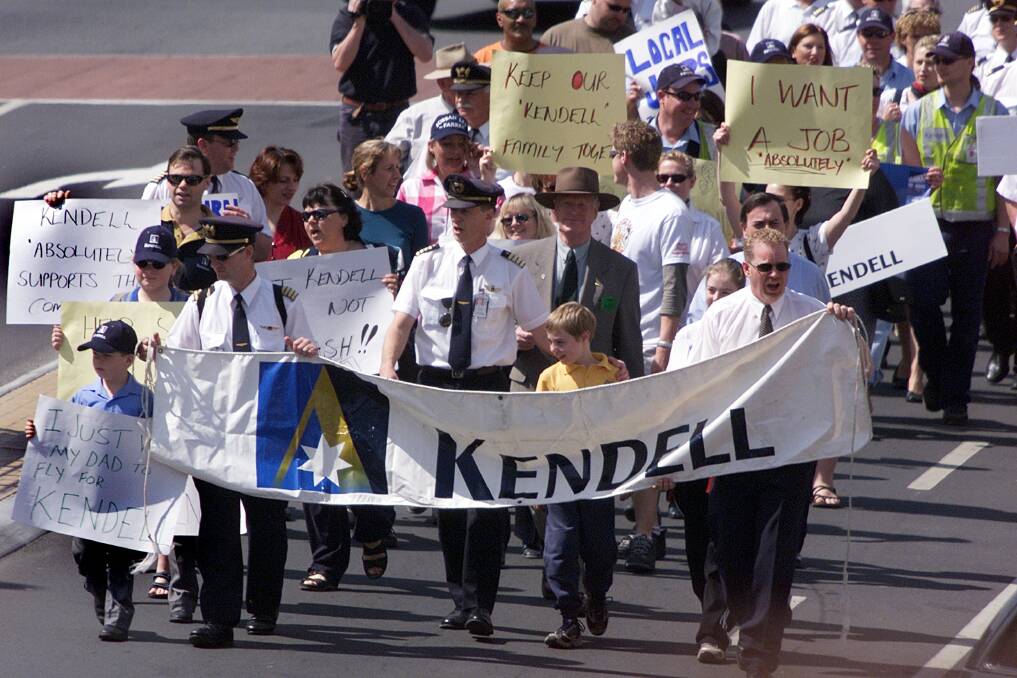 FLASHBACK: Kendell Airlines employees march down Dean Street in September 2001.