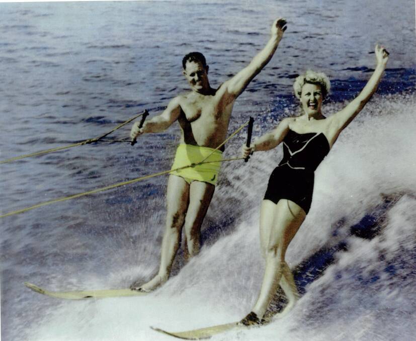 TRAIL BLAZERS: Water skiers Bert and Flo Foster, snapped by the Cyprus Gardens, Florida, official photographer in 1953, fulfilled their dream of creating a similar resort at Lake Mulwala six years later.