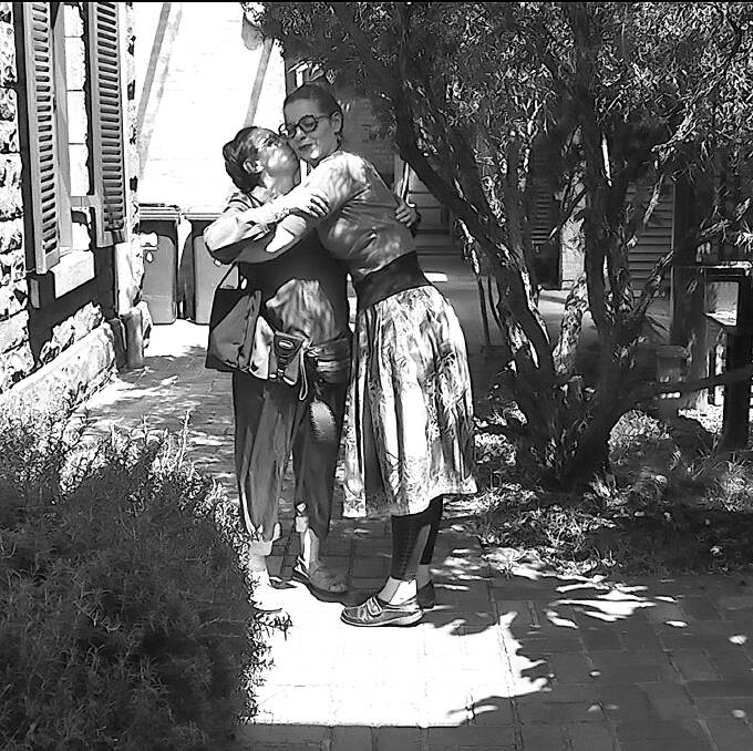 MUTUAL SUPPORT: A still from short silent film The Artists (2018) by Catherine Bell.