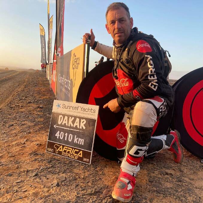 GRUELLING TERRAIN: Andrew Houlihan, of Albury, at this month's Africa Eco Race, which retraces much of the old Paris to Dakar rally route and finishes in Dakar, Senegal.