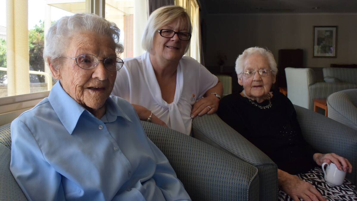 TALKING TOGETHER: Riverwood Aged Care resident Bobbie Beecher, manager Hannah Odgers and resident Pat Johnston sit and chat in the West Albury facility.
