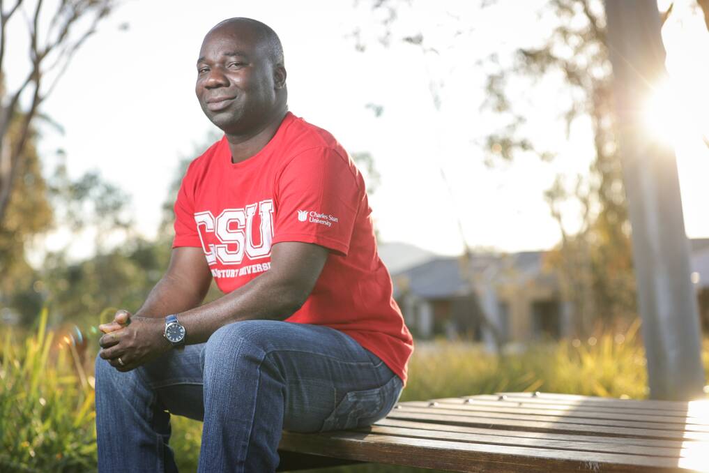 WELL CONTENT: Innocent Rutebeza, of Wodonga, is studying to be a teacher, similar to his work overseas. "Though I have changed countries I have not yet changed that part of helping people," he says. Picture: JAMES WILTSHIRE