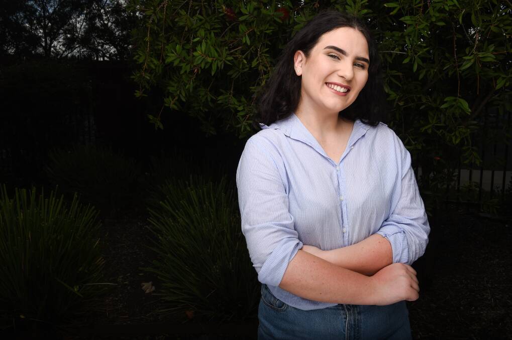 CALIFORNIA HERE I COME: Andrina Dixen, 17, of Albury, is rehearsing six monologues for the World Championship of Performing Arts in Long Beach. Picture: MARK JESSER