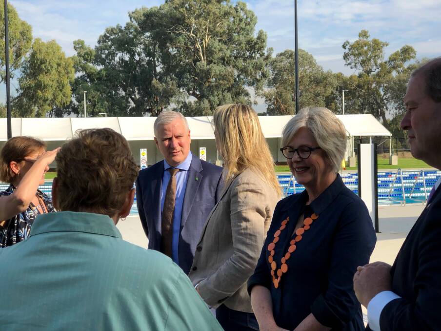 MINISTERIAL VISIT: Deputy Prime Minister Michael McCormack chats before Friday's official pool opening.