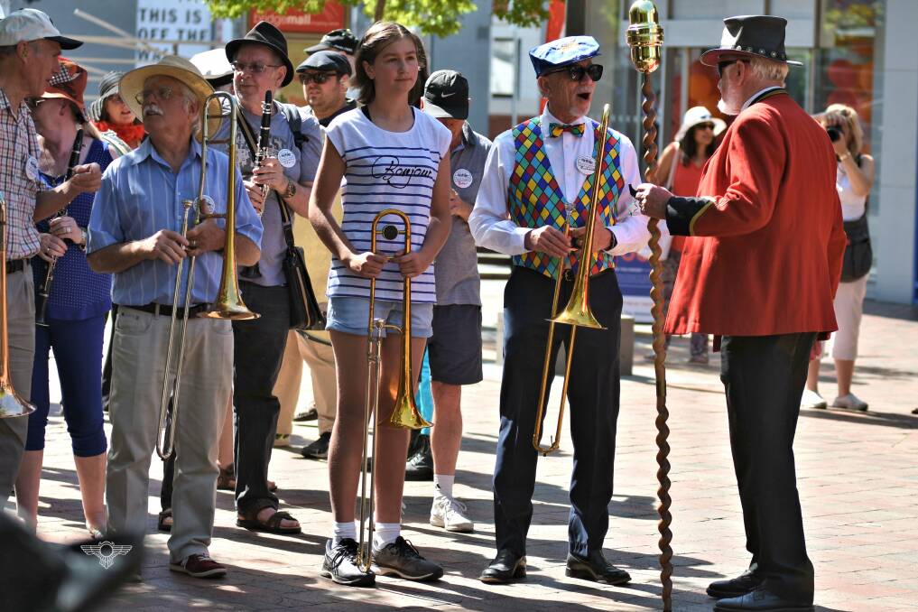 PUBLIC SHOW: Delegates line up for the annual street parade at last year's Australian Jazz Convention in Ballarat.