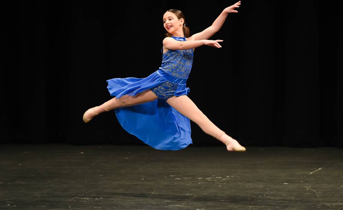 ELEVATION: Zara Guglielmino performs in the 10 years old and under novice lyrical solo at Albuty Wodonga Eisteddfod, which continues until Sunday. Picture: MARK JESSER