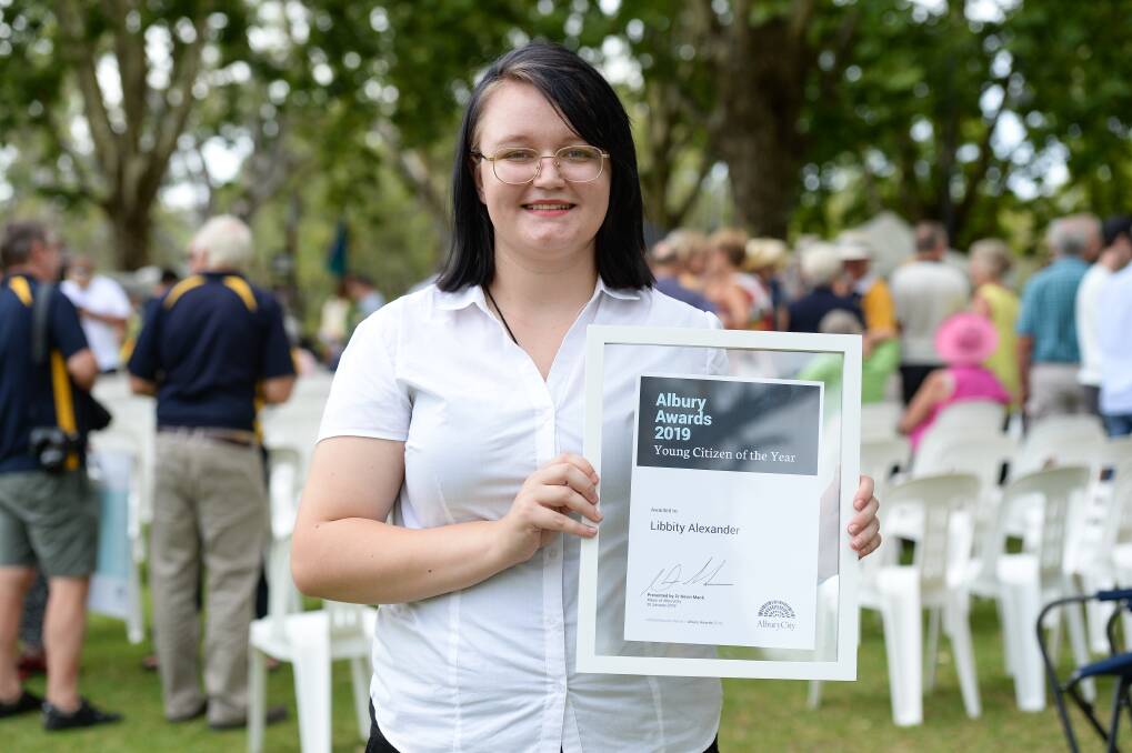 RAISING AWARENESS: Albury young citizen of the year Libbity Alexander talks openly about mental health. Picture: MARK JESSER