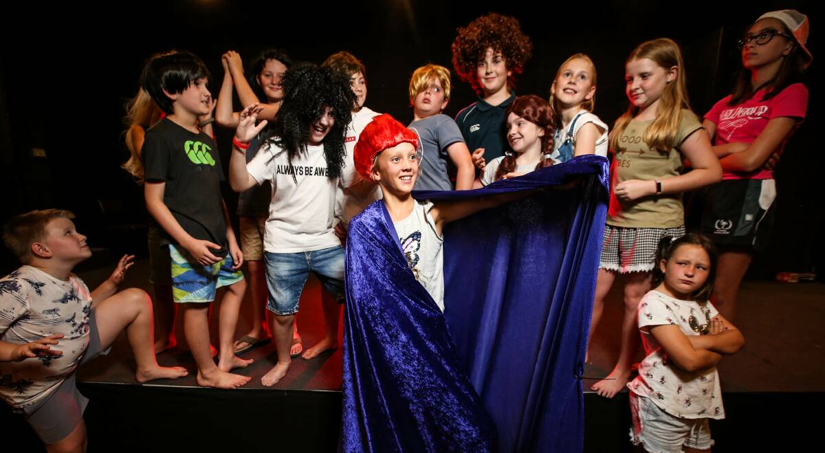 STRIKE A POSE: Albury's Isabelle Rae, 10, and her fellow thespians practise a wide range of expressions - good, evil and otherwise - during their school holiday drama workshop in South Albury on Monday. Picture: JAMES WILTSHIRE