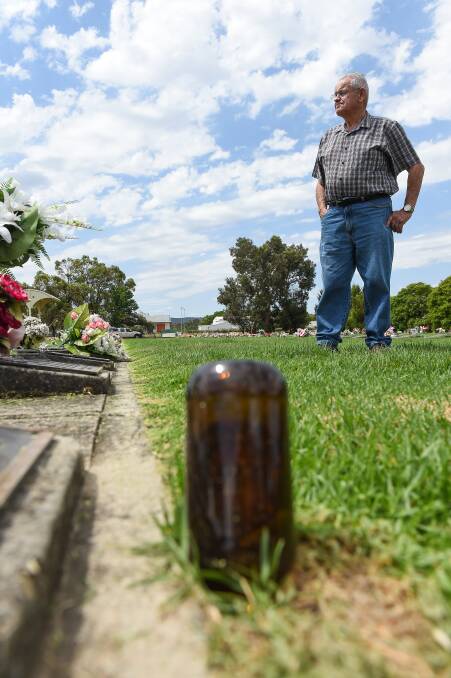 CLEAN-UP CAMPAIGN: Wodonga Cemetery Trust chairperson Neville Seymour at the site on the corner of Melrose Drive and Sangsters Road. Picture: MARK JESSER 