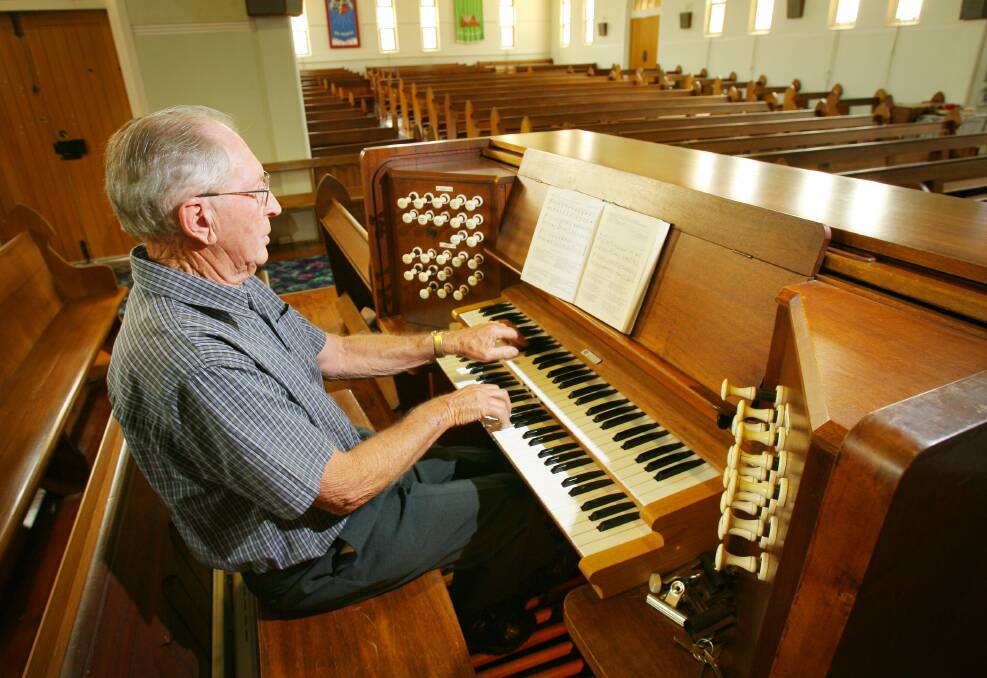 COMMITMENT: Walla organist John Wenke practised diligently over the years, often coming into town after harvesting during the day to play the church's instrument.