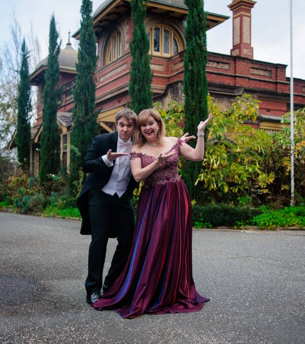 ENSEMBLE ENTHUSIASM: Artistic directors Mario Dobernig and Sally-Anne Russell pose outside historic Albury property Adamshurst, one of three venues for Albury Chamber Music Festival. Picture: KOSTA CONSTANTINOU