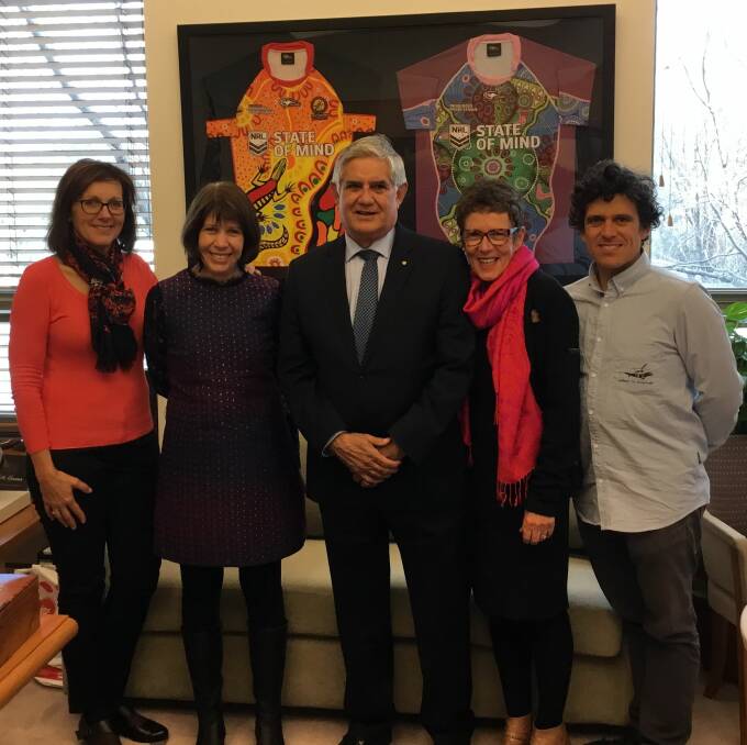 PRODUCTIVE TALKS: Yackandandah Health administrative support Lisa Greenwood, chief executive Annette Nuck and committee of management members Trish Glass and Ben Gilbert meet with Minister for Aged Care Ken Wyatt.