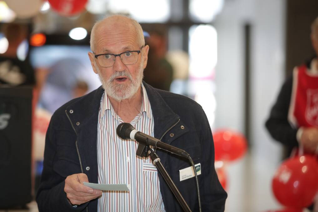 ALBURY LAUNCH: Albury councillor David Thurley speaks at West End Plaza on Saturday morning. Picture: JAMES WILTSHIRE