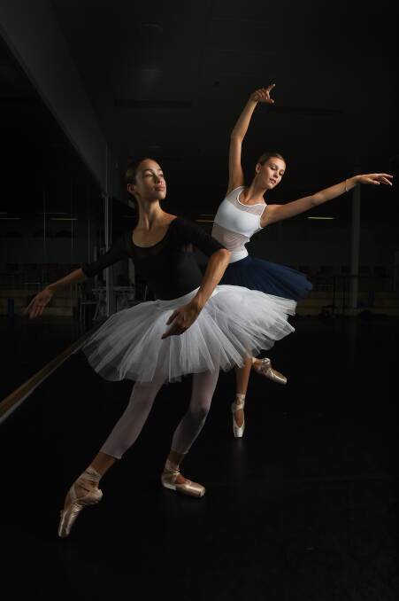 BACK HOME: Amia Mason and Zoe Cavedon, who will perform in the International Ballet Gala, both trained in Wodonga before receiving contracts to dance in the United States. Picture: MARK JESSER
