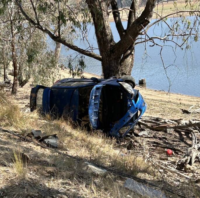 A driver suffered only minor injuries when his car left Murray River Road, Thologolong, and crashed on Sunday morning. Picture supplied