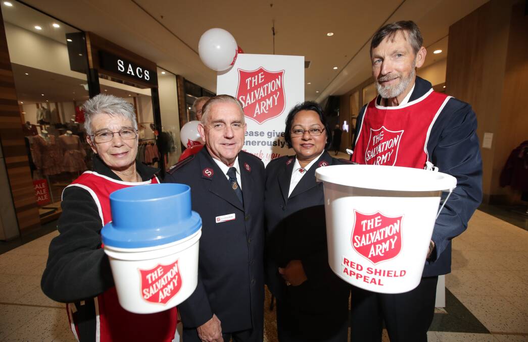SEEKING SUPPORT: Albury Salvation Army church member Maggie Bettink, Major Phillip Pleffer, Major Irene Pleffer and rural chaplain Major Max Smith hope the community will give generously this month. Picture: JAMES WILTSHIRE