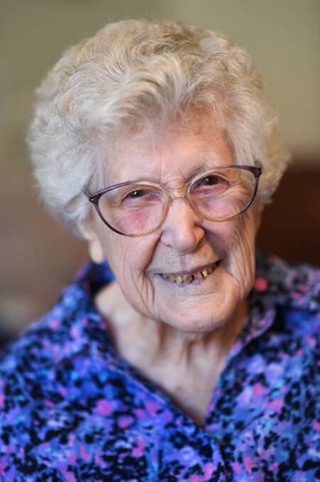 CENTENARIAN: Evelyn (Billie) Trebley, nee Gamble, grew up in Culcairn and moved to North Albury with her husband Loch in 1965. Picture: MARK JESSER
