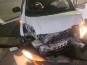 An evening crash in Lavington caused significant damage to the two vehicles involved. Picture supplied