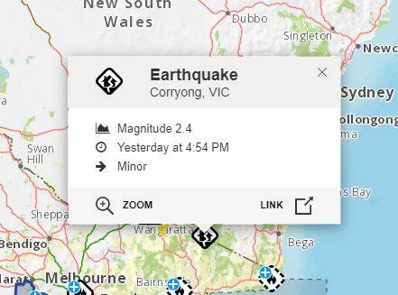 REPORTS: The Vic Emergency website on Thursday morning notes the previous day's earthquake at Corryong.