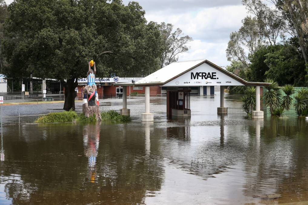 Flooding continues at Corowa's John Foord Oval. Picture by James Wiltshire