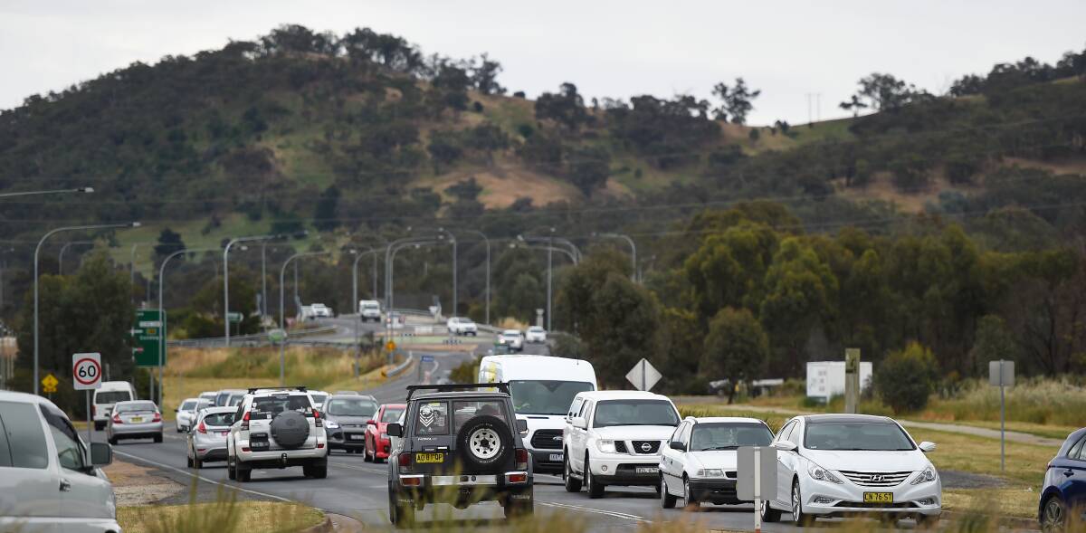 Congestion on Thurgoona Drive has been a long-running issue. Since this photograph, traffic lights have been installed at the Elizabeth Mitchell Drive intersection, but concerns remain. File picture