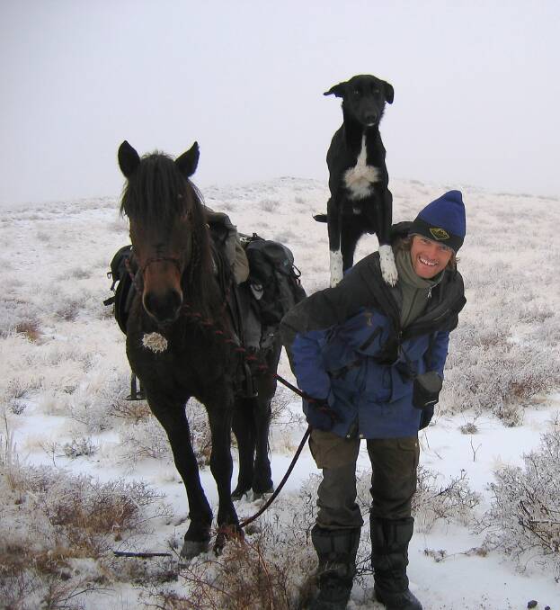 TRAVELLING COMPANIONS: Tim Cope, his horses and dog Tigon made a good team when tackling the Eurasian steppe, with their journey outlined in his young adult book.