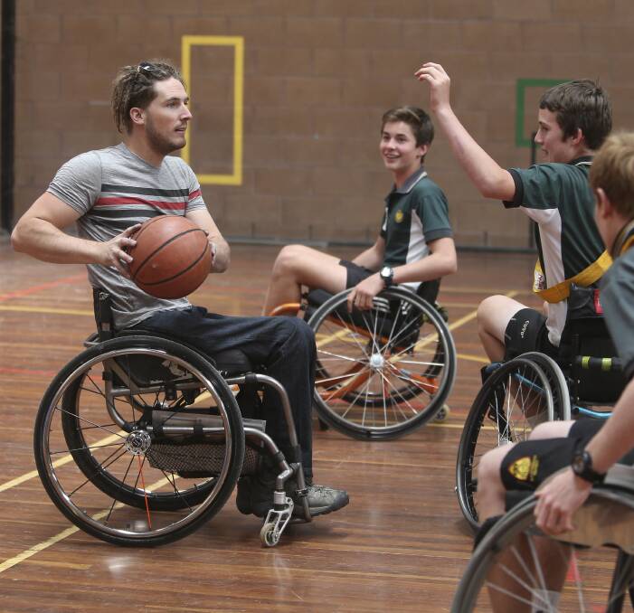 COURT TIME: Para-athlete Lincoln Budge considers his options during a wheelchair basketball match with Rutherglen High School Year 9 students, held as part of Wednesday's All Abilities Day. Pictures: ELENOR TEDENBORG