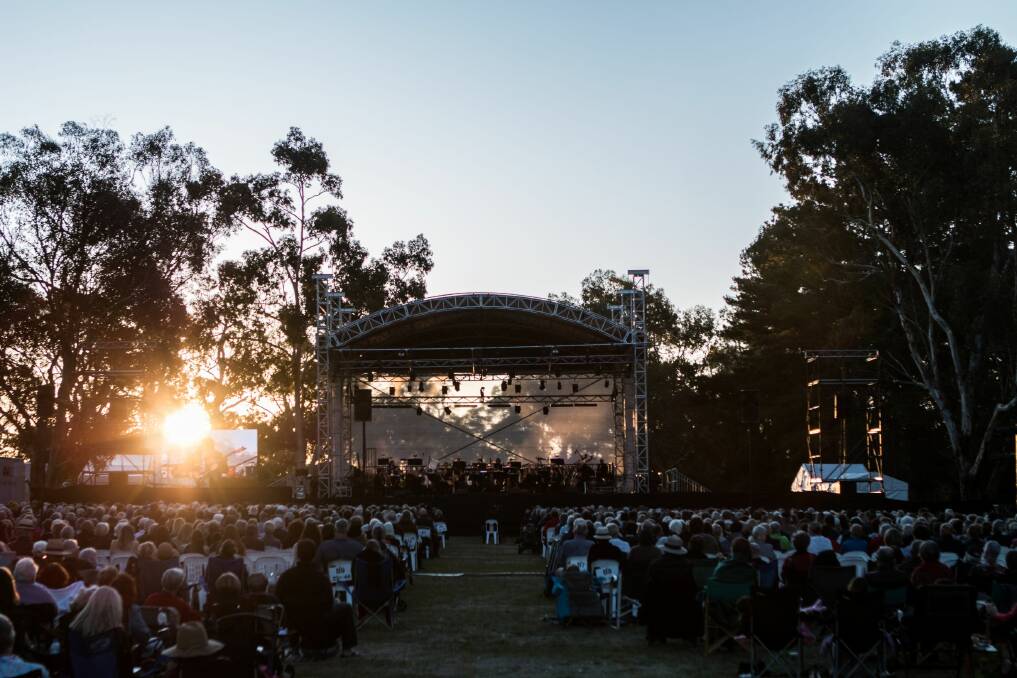 SUNSET: About 2000 people attend the Beechworth concert. Picture: MARC BONGERS
