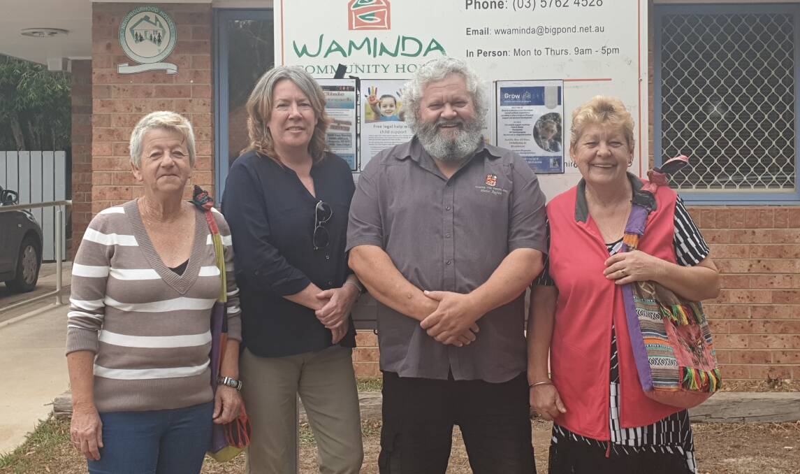 MAKING CONNECTIONS: Benalla's Cheryl Cooper meets with Waminda Community House co-ordinator Janet Symes, Central Hume PCP Aboriginal health and community support worker Chris Thorne and fellow health service customer Carol Alliman.