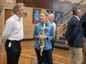 Albury deputy chief executive Bradley Ferris talks with Farrer MP Sussan Ley during a tour of Lauren Jackson Sports Centre on November 10. Picture by Tara Trewhella
