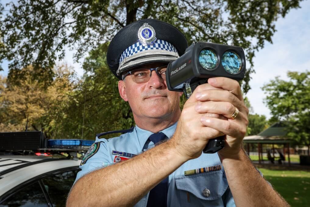 Acting Superintendent Greg Donaldson at the launch of Operation Furious in late February. The NSW Police Hume Highway campaign targeted speeding and dangerous driving offences. Picture by James Wiltshire