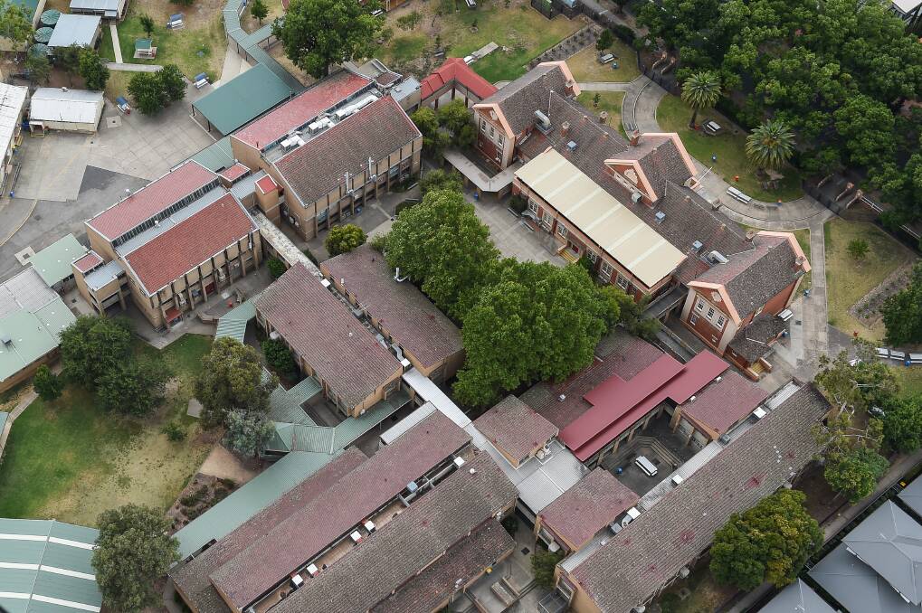 AERIAL VIEW: Albury High School has provided public secondary school education to the Border city since 1920 and moved to its present Kiewa Street site in 1928.
