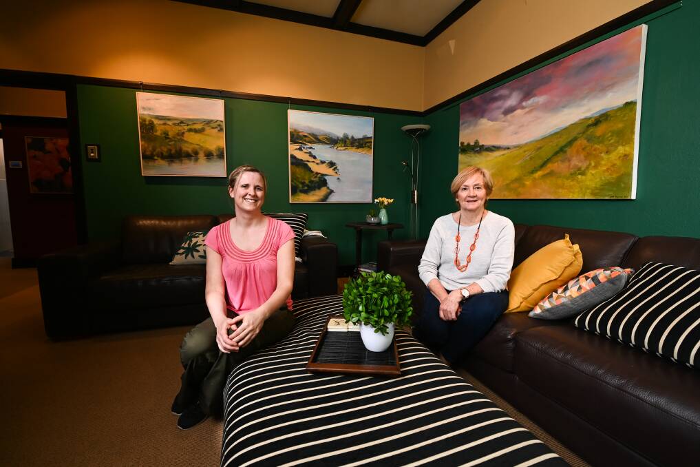 SHARING THE LOAD: Albury Wodonga Apartments director Jane Evans will oversee the Airbnb aspect of artist Anne Hayward's new property venture, which combines an art exhibition with somewhere to stay. Pictures: MARK JESSER