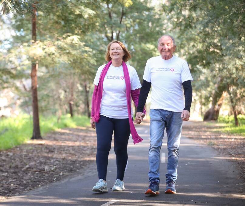 FOREVER GRATEFUL: Sue Elliott, of West Albury, has been able to enjoy many more walks with her husband Brian since she underwent a kidney transplant in July 2015.