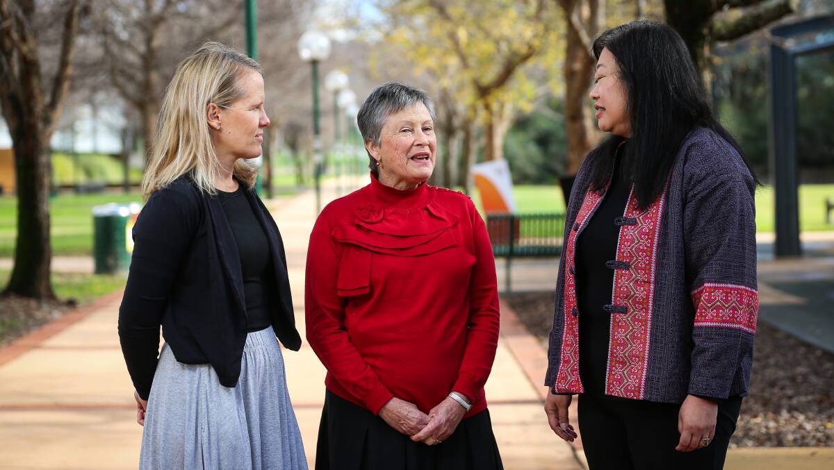 SHARING IDEAS: Research nurse Karrie Long, Albury-Wodonga Diabetes Support Group's Jill Craig and Associate Professor Irene Blackberry. Picture: JAMES WILTSHIRE