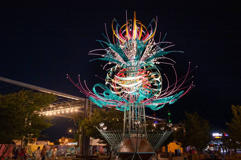 BRIGHT LIGHTS: Crowds enjoy the Border's inaugural Upstream arts and culture festival. Picture: MARK JESSER